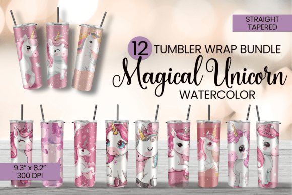 Download Magical Unicorn Watercolor Tumbler Wrap - Tumbler Collection