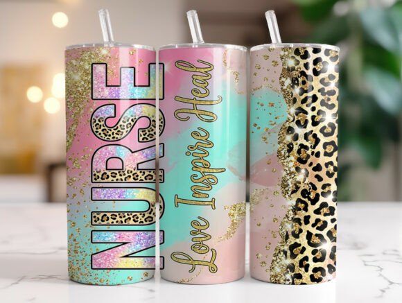 Download Nurse Inspire Heal Glitter Tumbler Wrap - Tumbler Collection