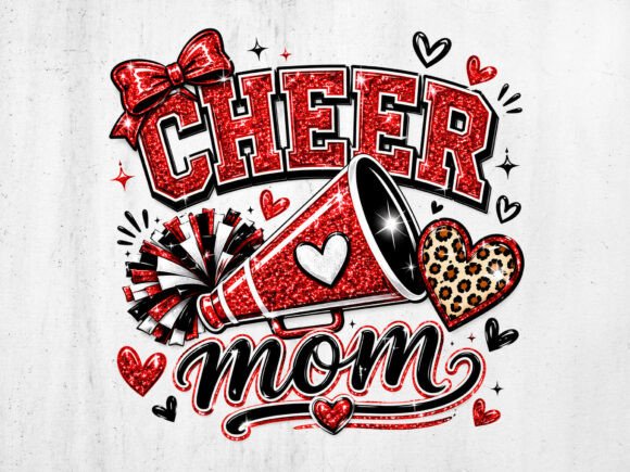 Download Glitter Red Cheer Mom PNG Digital File - Digital file Collection