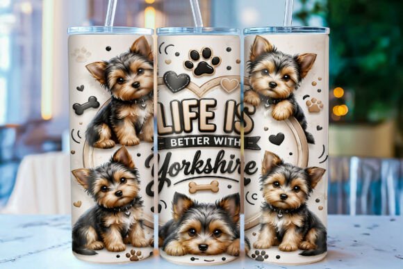 Download Yorkshire Terrier 20oz Tumbler Wrap PNG - Tumbler Collection