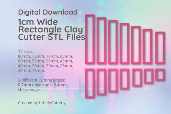 Download 1cm Wide Rectangle Clay Cutter - STL Digital File - Digital file Collection