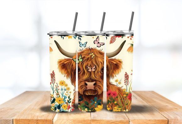 Download Highland Cow 20oz Skinny Tumbler Png - Tumbler Collection