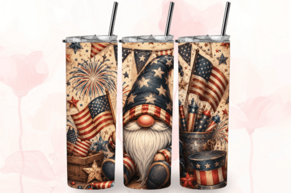 Download 4th of July Gnome 20oz Tumbler Wraps PNG - Tumbler Collection
