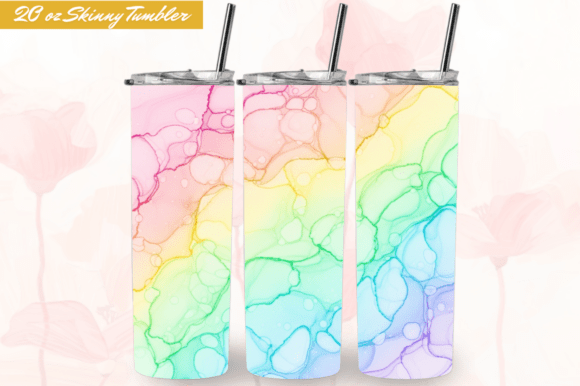Download Rainbow Fluid Art 20oz Tumbler Wraps PNG - Tumbler Collection