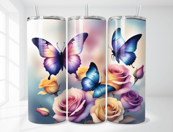 Download Butterflies Flower Watercolor Tumbler - Tumbler Collection