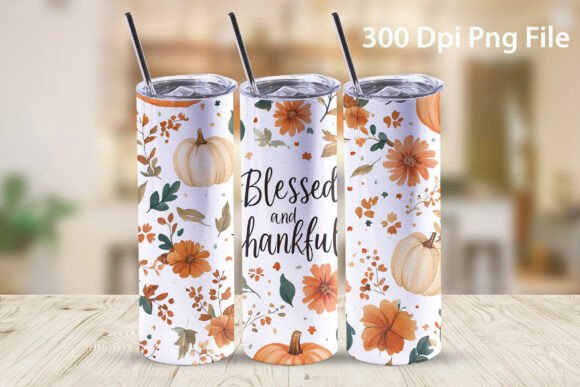 Download Blessed and Thankful Fall Tumbler Design - Tumbler Collection