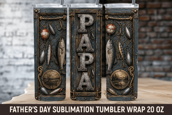 Download Fishing Papa Tumbler Wrap, Fathers Day - Tumbler Collection