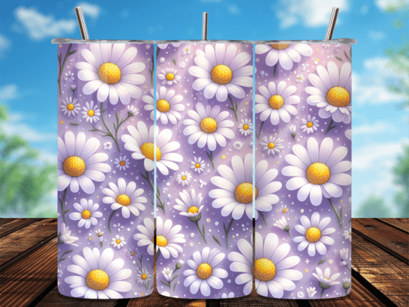 Download Purple Daisy Flower Pattern Tumbler Wrap - Tumbler Collection