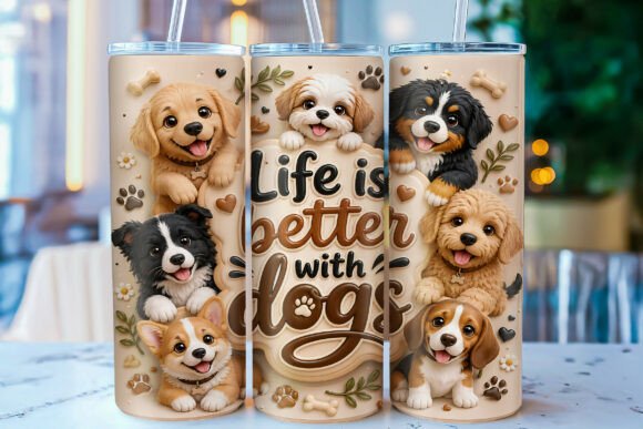 Download Life is Better with Dogs Skinny Tumbler - Tumbler Collection