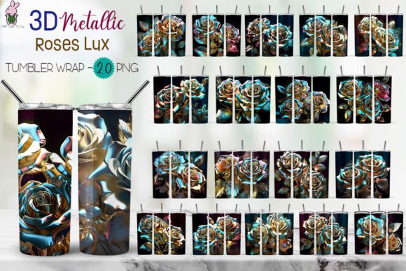 Download 3D Tumbler Wrap Metallic Rose Lux Bundle - Tumbler Collection