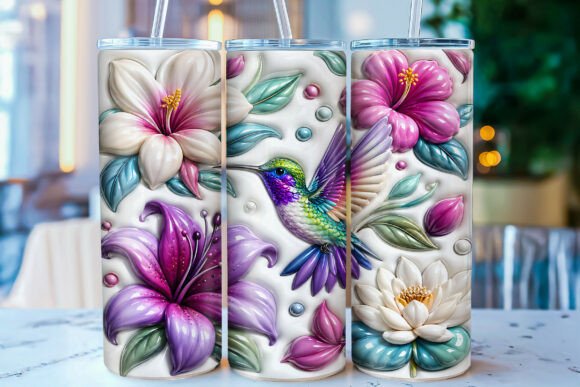 Download Inflated Hummingbird Floral Tumbler Wrap - Tumbler Collection