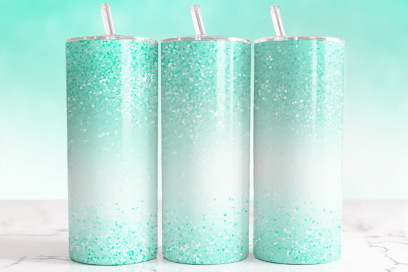 Download Ombre Mint Glitter Tumbler Wrap - Tumbler Collection