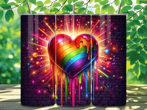 Download Rainbow Drip Heart Pride Tumbler Wrap - Tumbler Collection