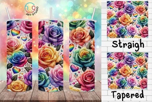 Download Rainbow Watercolor Roses Pride Tumbler - Tumbler Collection